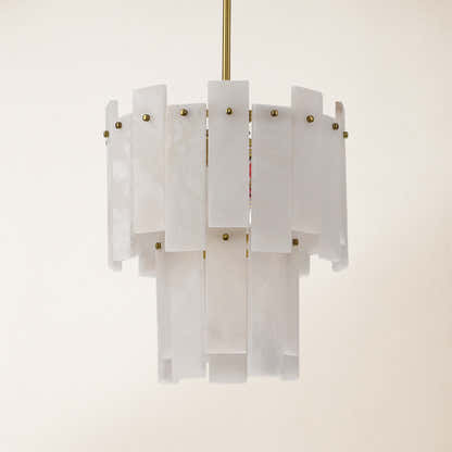 Nivislight Alabaster 2-Tier Round Pendant 13"