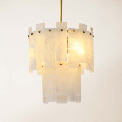 Nivislight Alabaster 2-Tier Round Pendant 13"