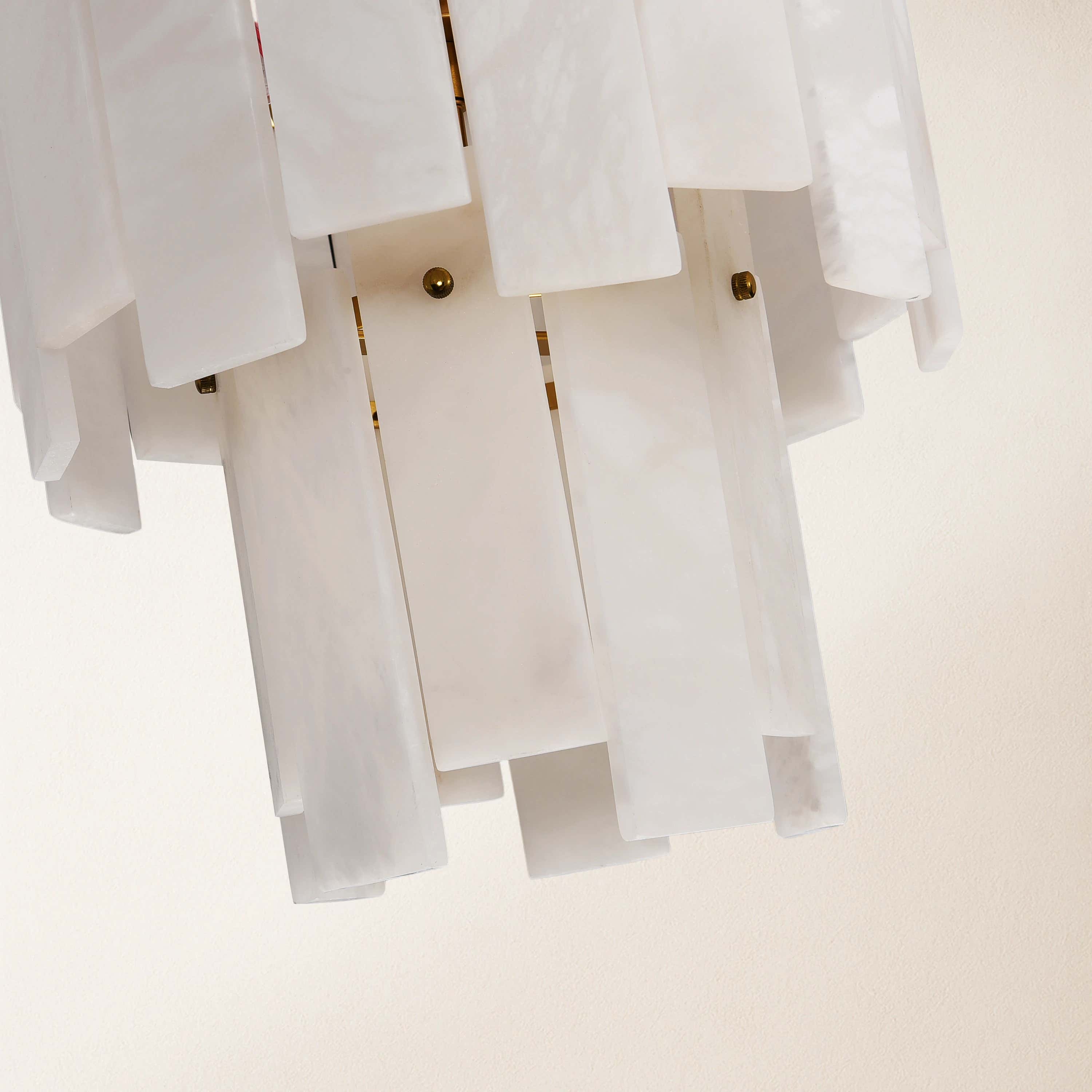 Nivislight Alabaster 2-Tier Round Pendant 13"
