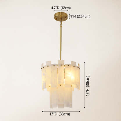 Nivislight Alabaster 2-Tier Round Pendant 13"