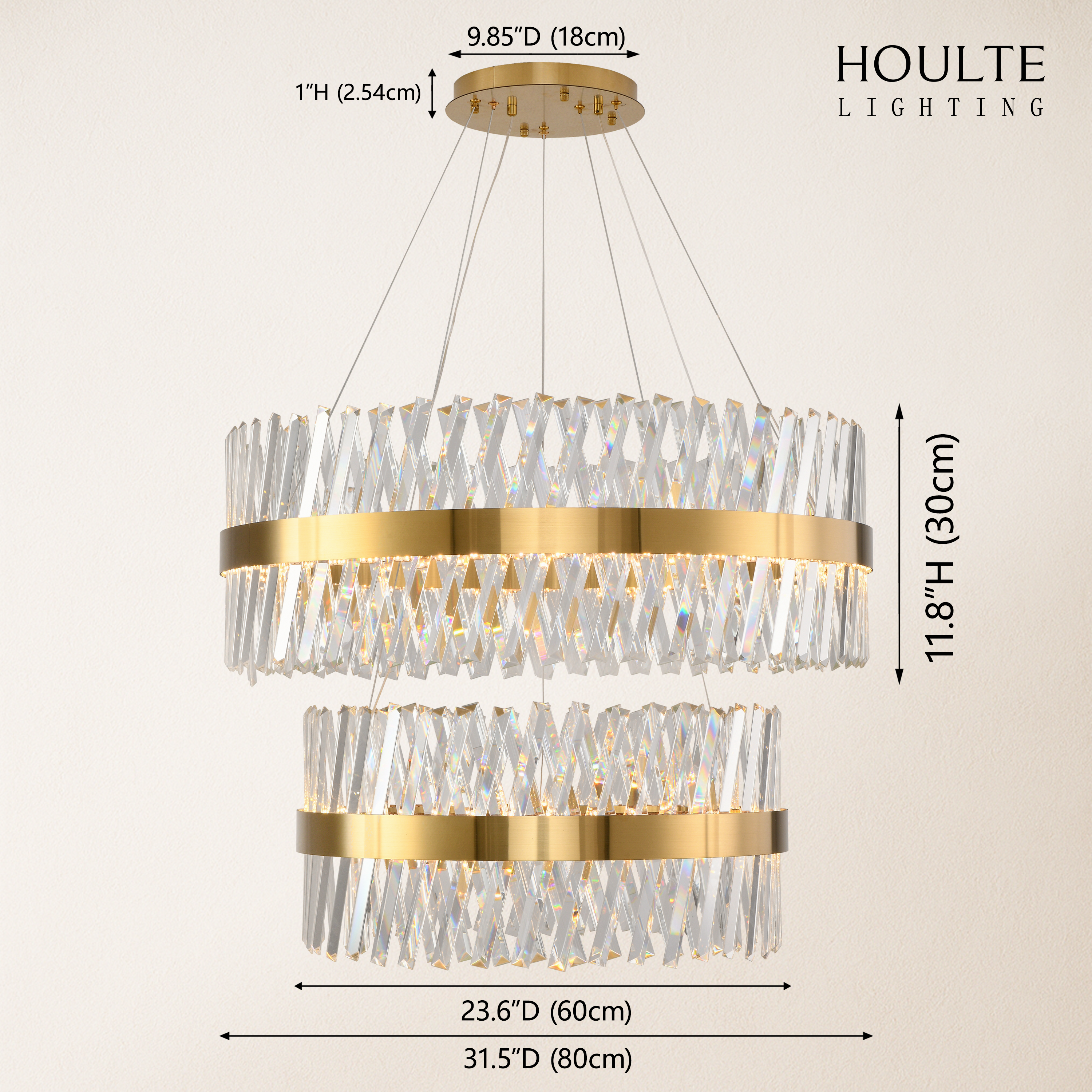 Vetro Prism Crystal 2-Tier Chandelier 31.5"L