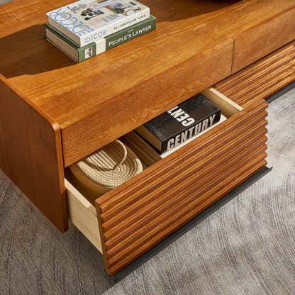 Devon Oak Media Console  And Coffee Table Set