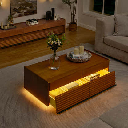 Devon Oak Media Console  And Coffee Table Set