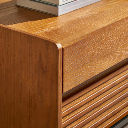 Devon Oak Media Console  And Coffee Table Set