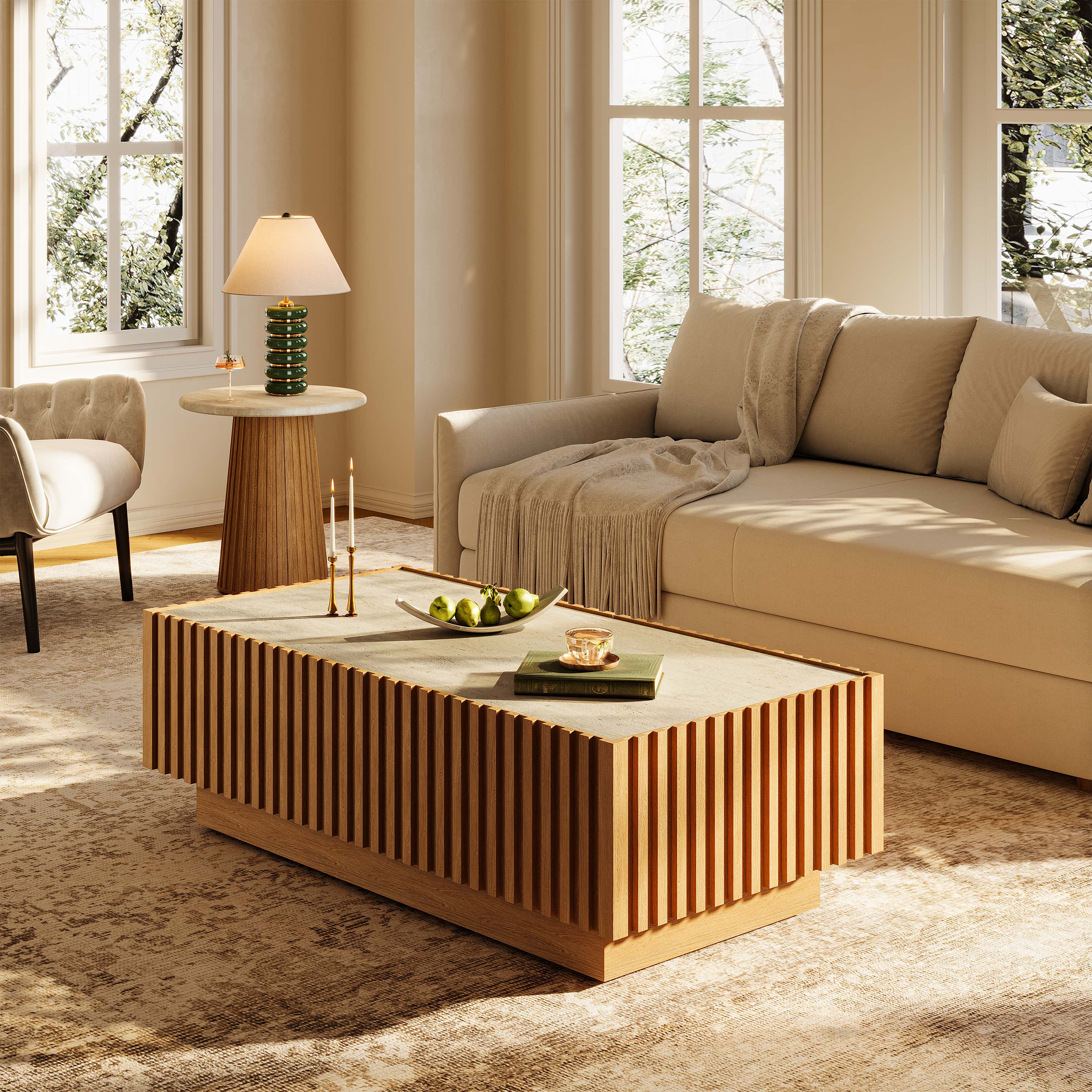 Emery Sintered Stone Side Table 50cm W