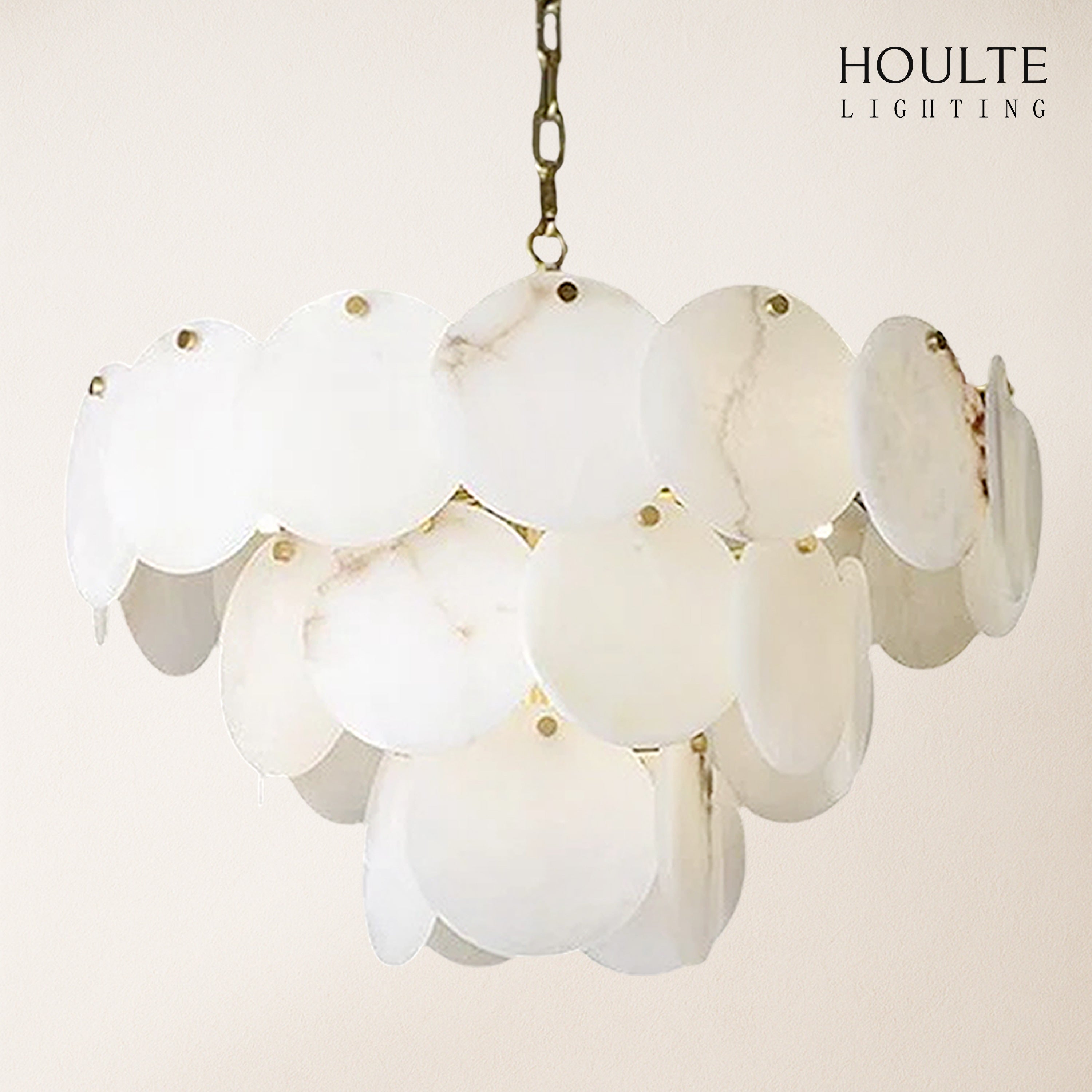 Egwent Alabaster Dish Magnolia Multi-Tiered Round Chandelier 21"H