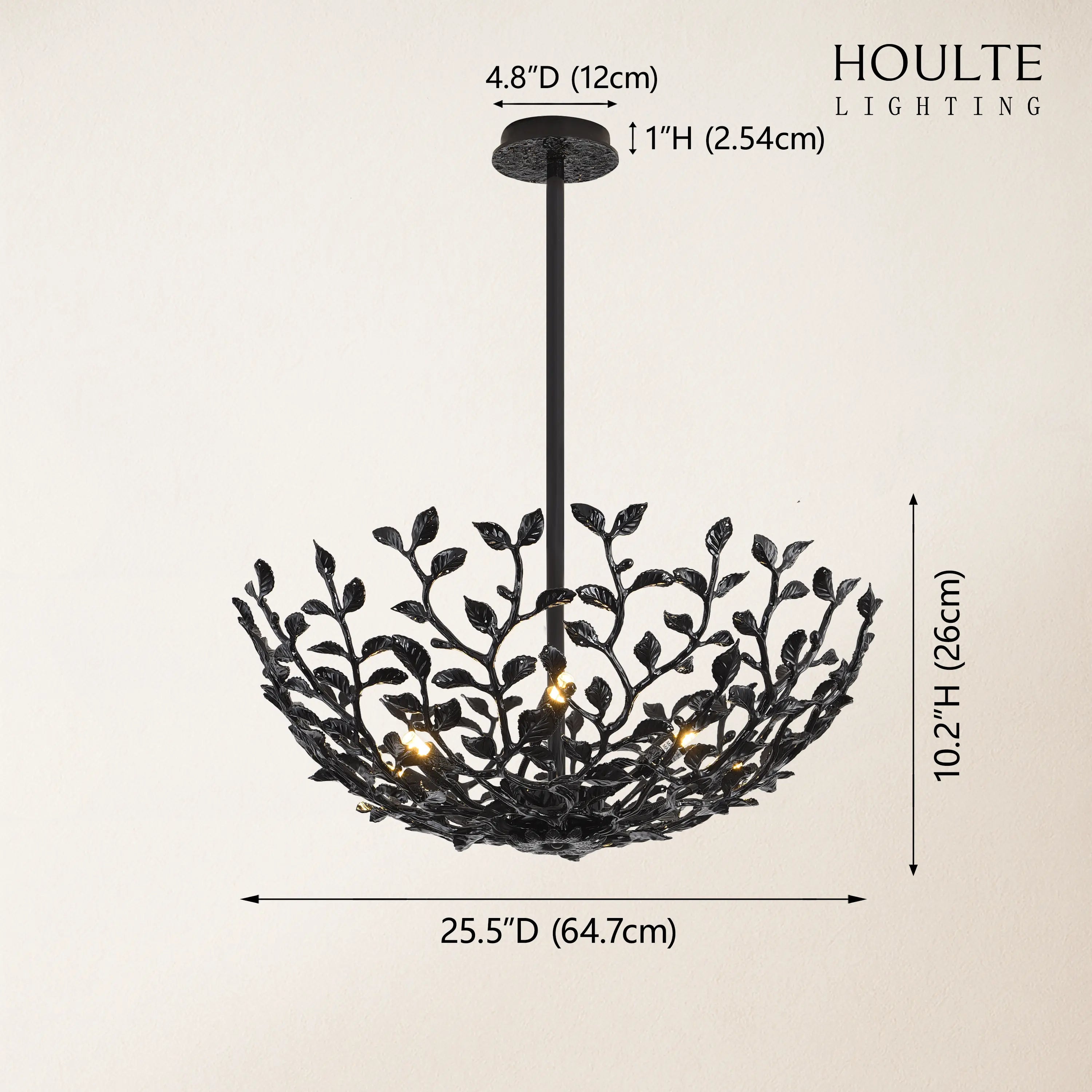 Elara Black Tree Branch Semi Flush Mount Chandelier 25.5"D