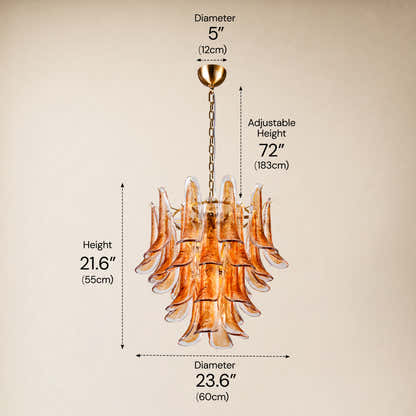 Nivelle Amber Glass Petal Round Chandelier 23.6"D