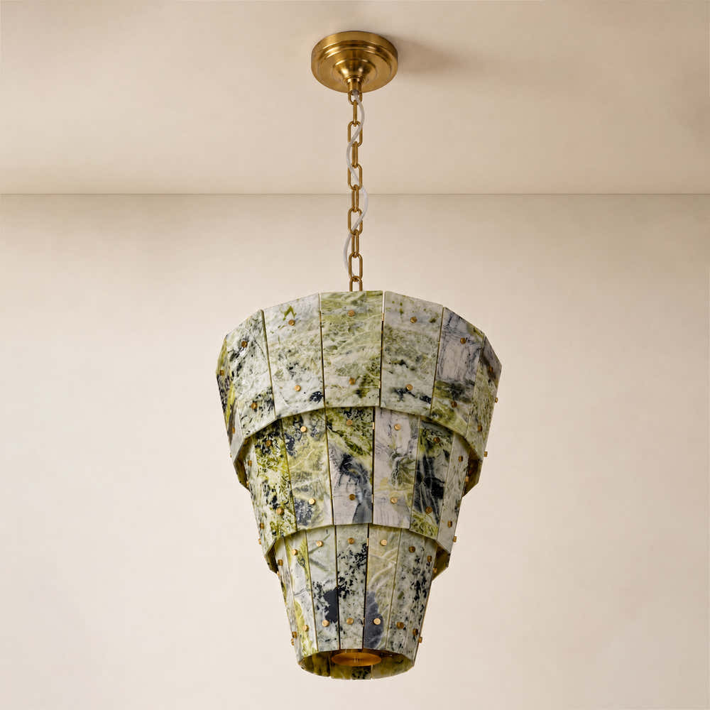 Pietra Green Marble Round Chandelier 31.4"D