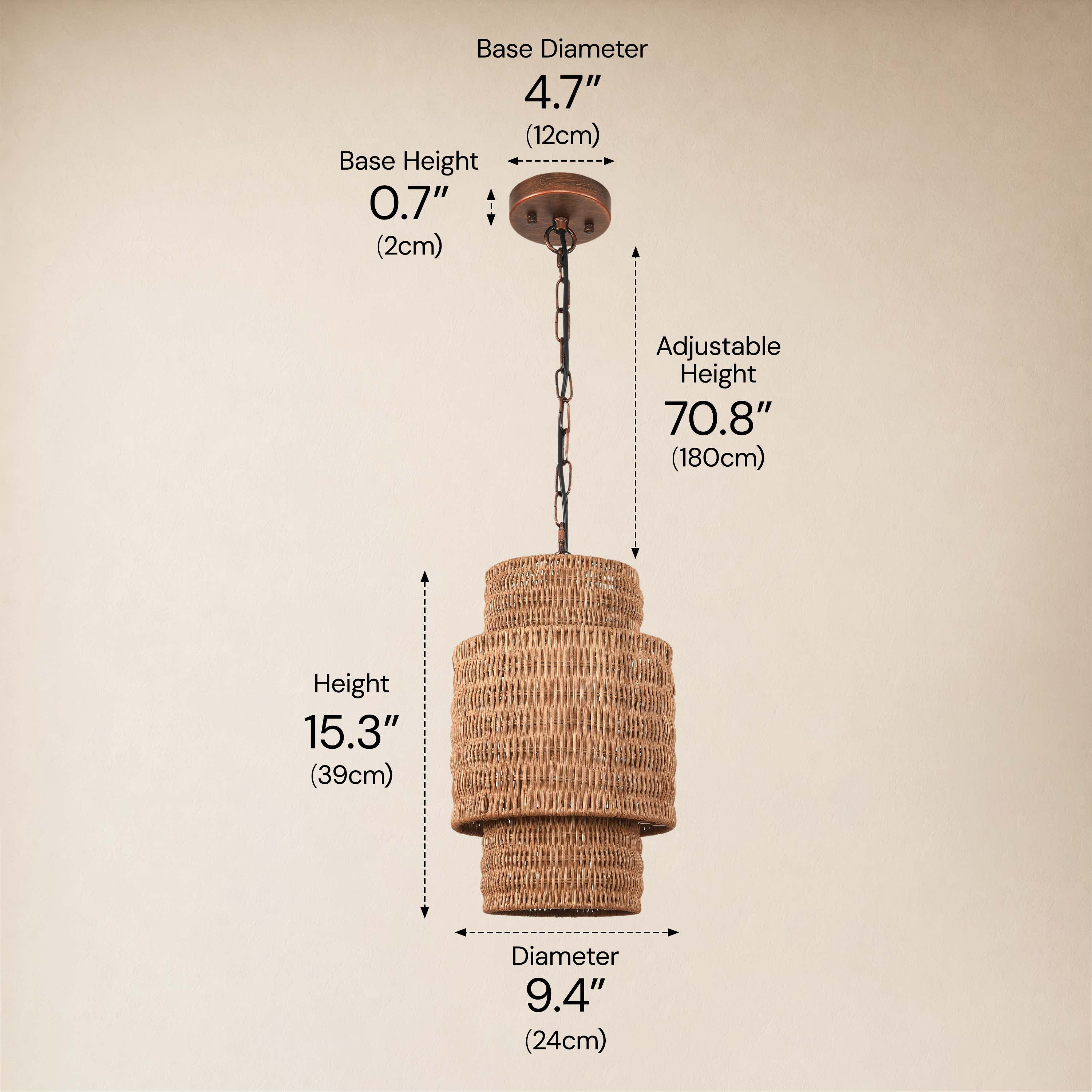 Cavana Rattan Round Pendant 9"D
