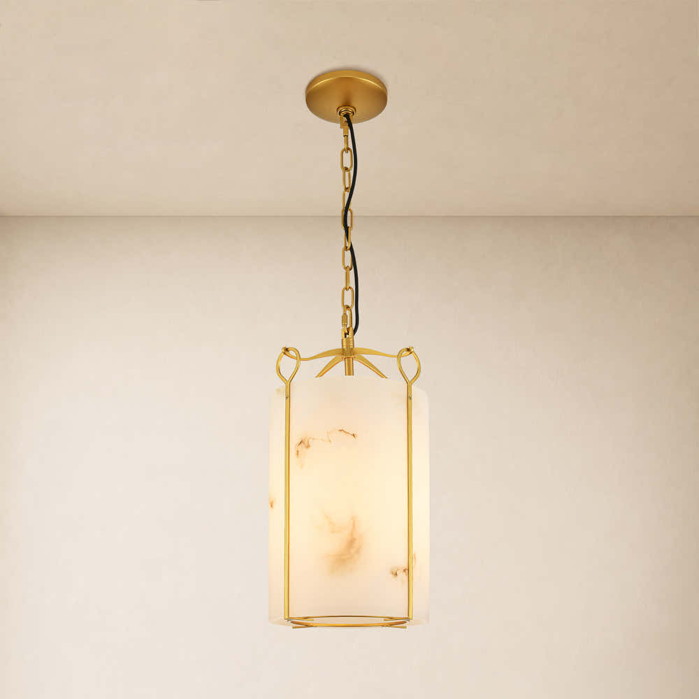 Alora Resin Alabaster Texture Round Pendant 9.8"W#Finish_Gold