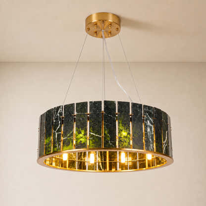 Pietra Green Marble Drum Chandelier 23.6" 31.4"D