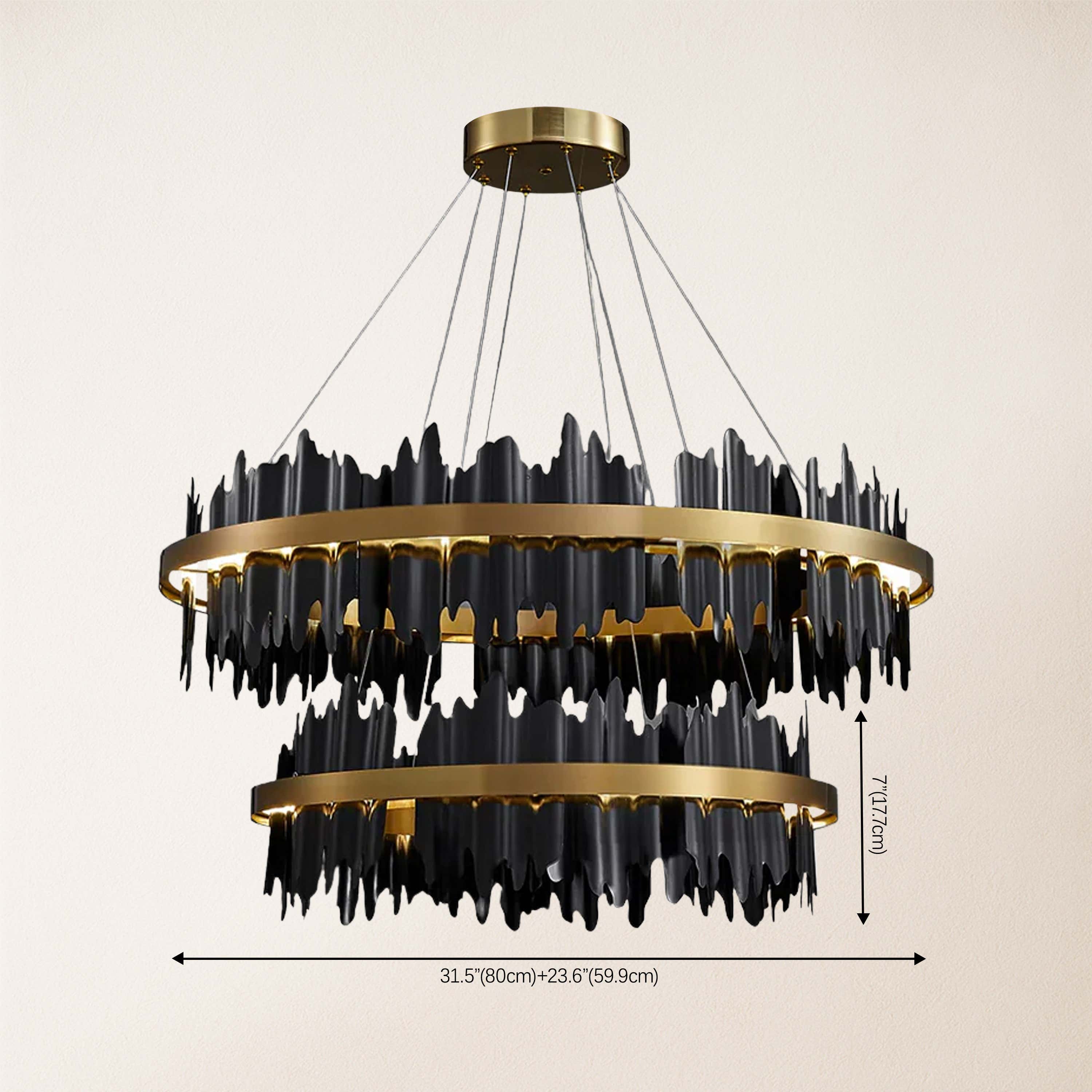 Arctira Metal Iceberg 2 Tiered Round Chandelier 32"D