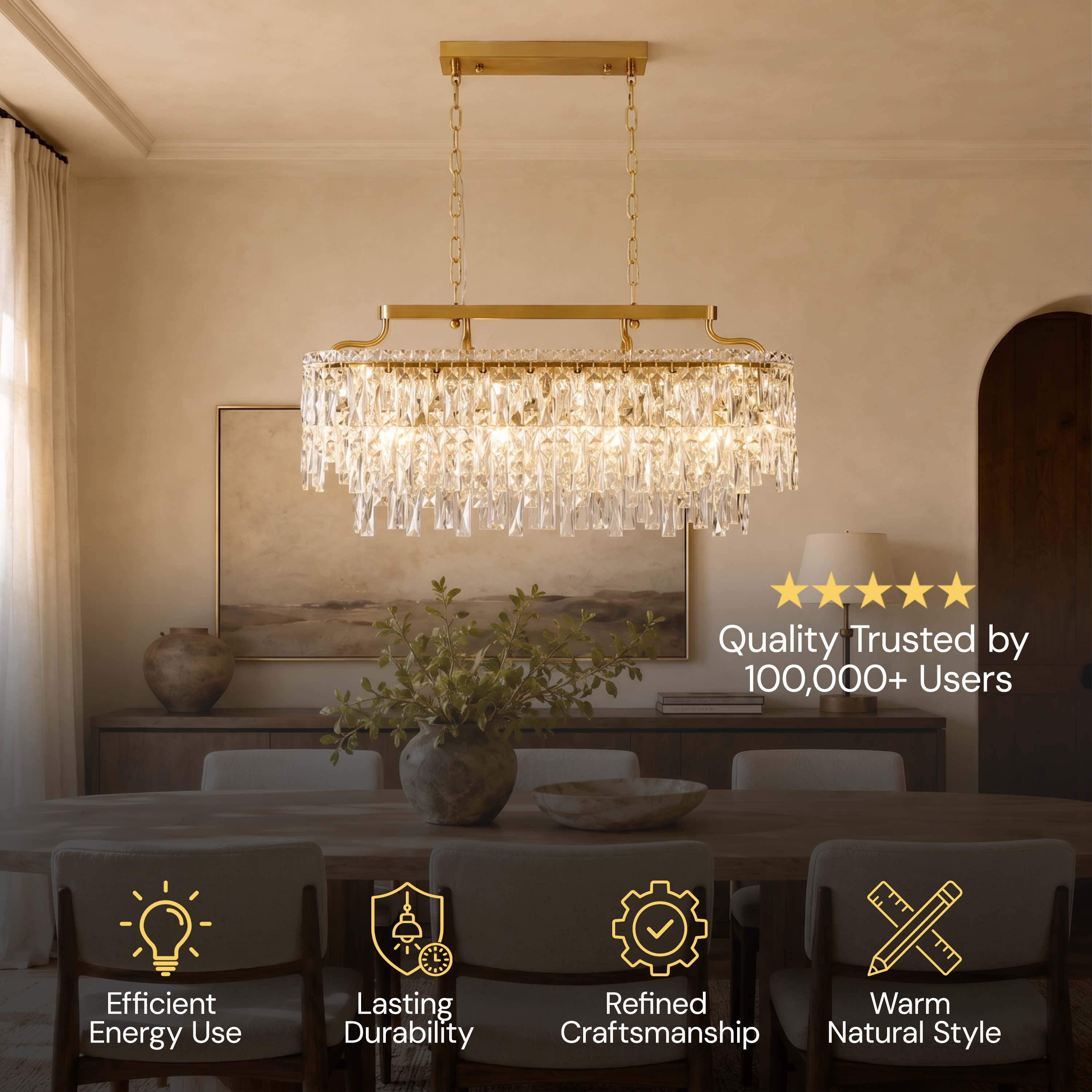 Lucentra Crystal Linear Chandelier 31"W