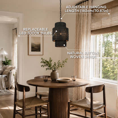 Cavana Rattan Round Pendant 9"D