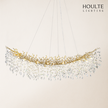 Frostleaf Crystal Cascade Tree Branch Linear Chandelier 72"