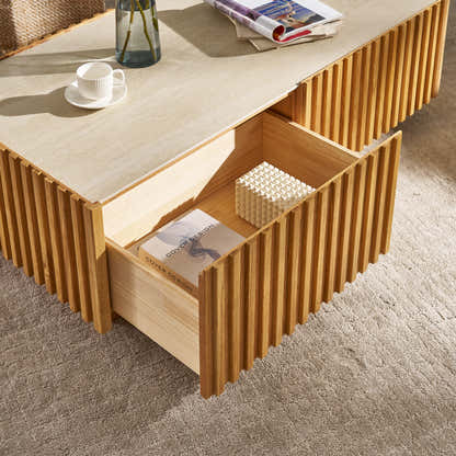 Isla Oak Sintered Stone Rectangle Coffee Table 120cm