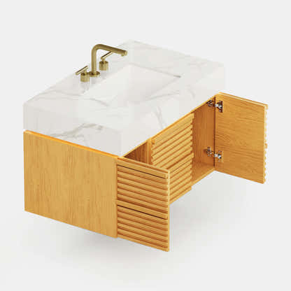 Isla Oak Bathroom Vanity 91cm W