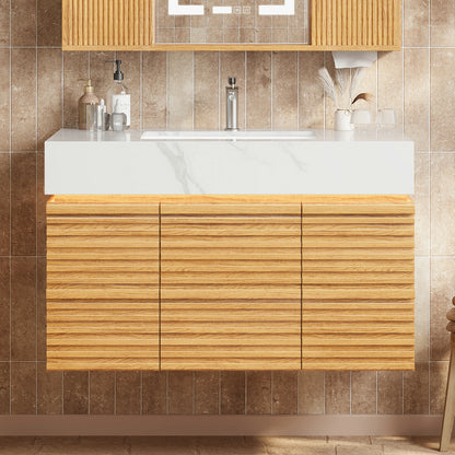 Isla Oak Bathroom Wall Mirror And Vanity Set