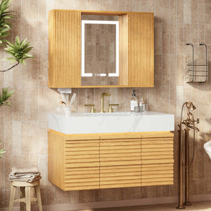 Isla Oak Bathroom Vanity 91cm W