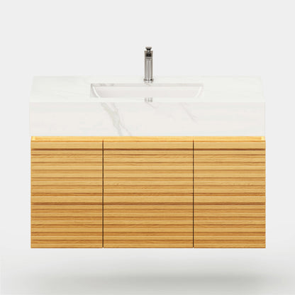 Isla Oak Bathroom Wall Mirror And Vanity Set