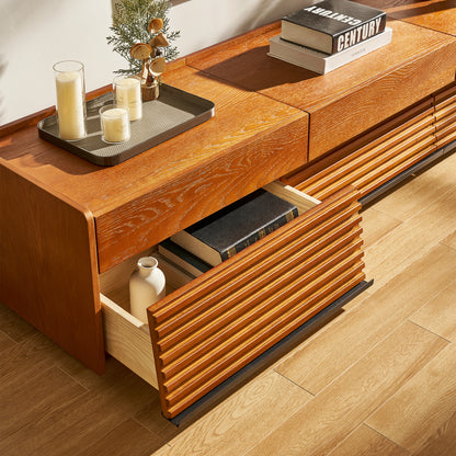 Devon Oak Media Console  And Coffee Table Set
