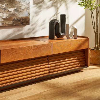 Devon Oak Media Console  And Coffee Table Set