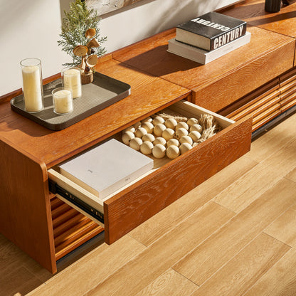 Devon Oak Media Console  And Coffee Table Set