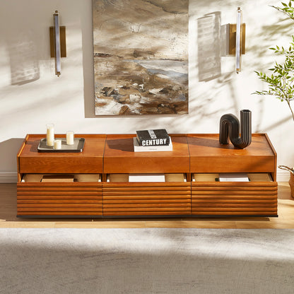 Devon Oak Media Console  And Coffee Table Set