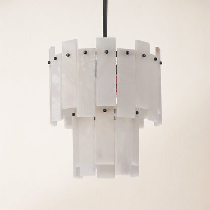 Nivislight Alabaster 2-Tier Round Pendant 13"