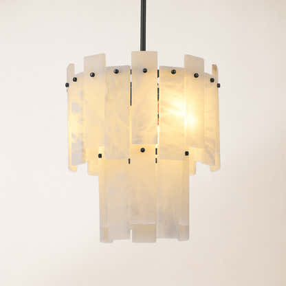 Nivislight Alabaster 2-Tier Round Pendant 13"