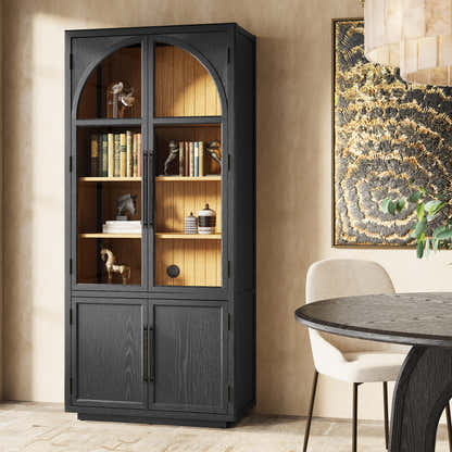 Aurae Arched Bookcase with Cabinet 80"H