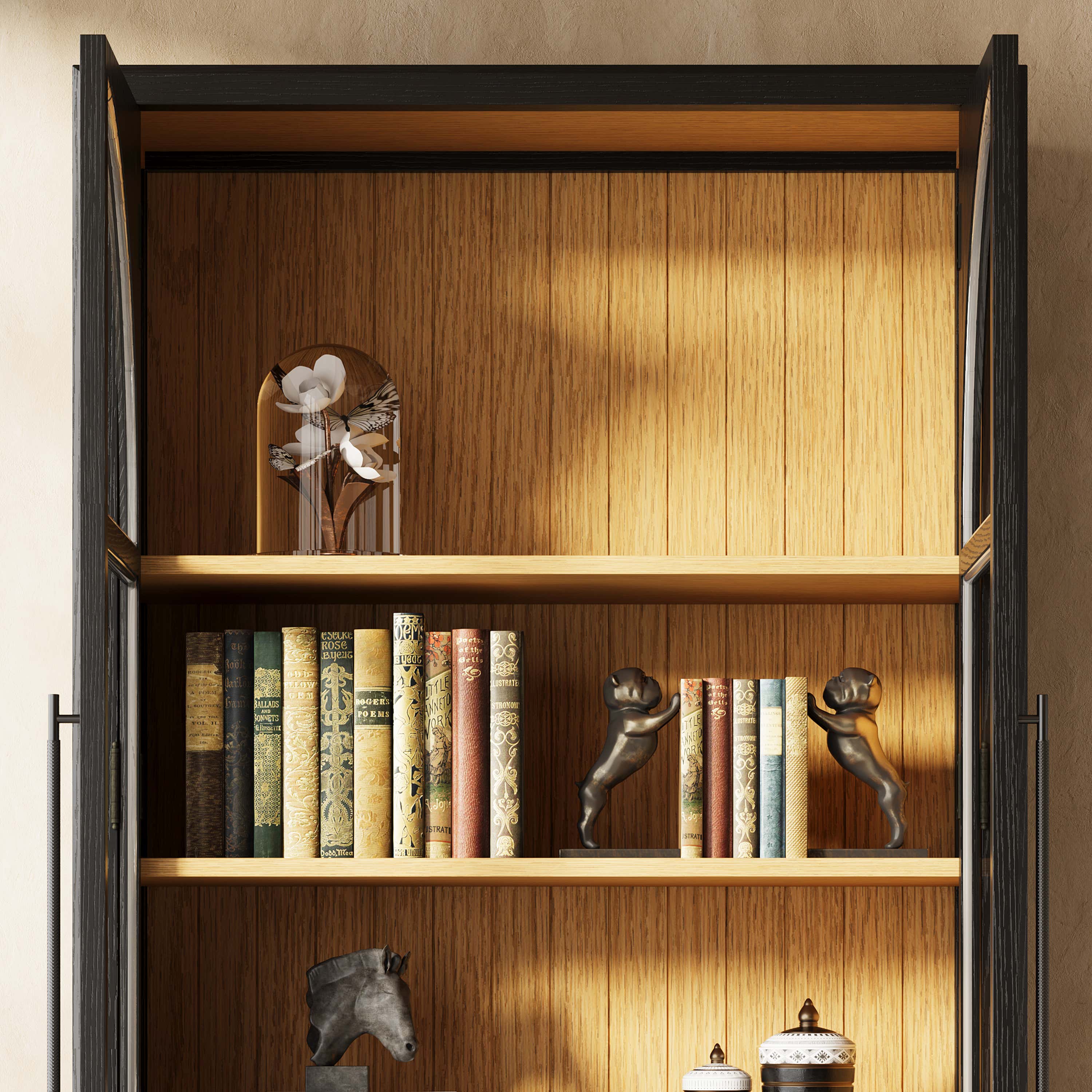 Aurae Arched Bookcase with Cabinet 80"H