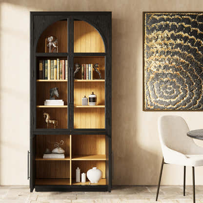 Aurae Arched Bookcase with Cabinet 80"H