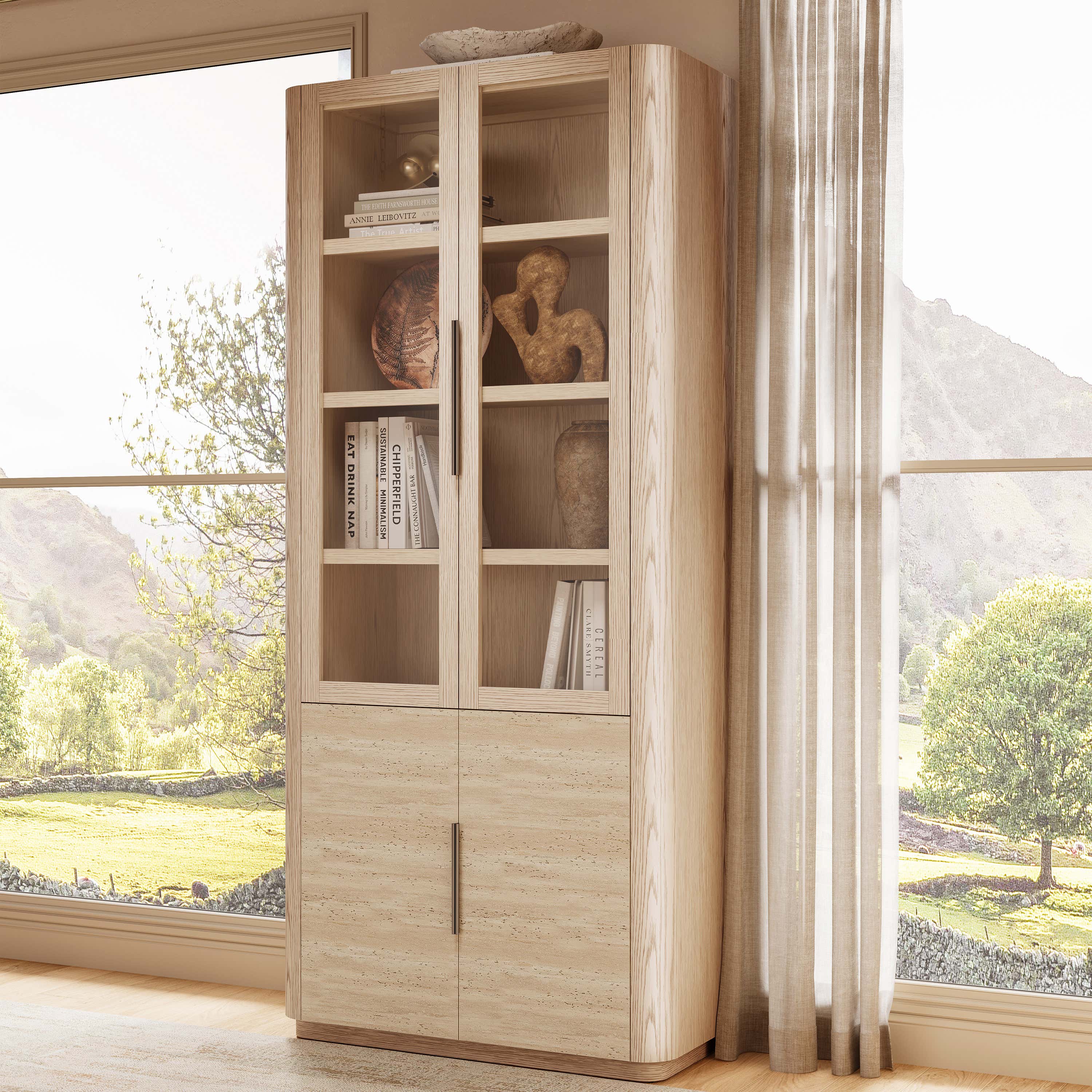 Tivoli Bookcase with Cabinet 89"H
