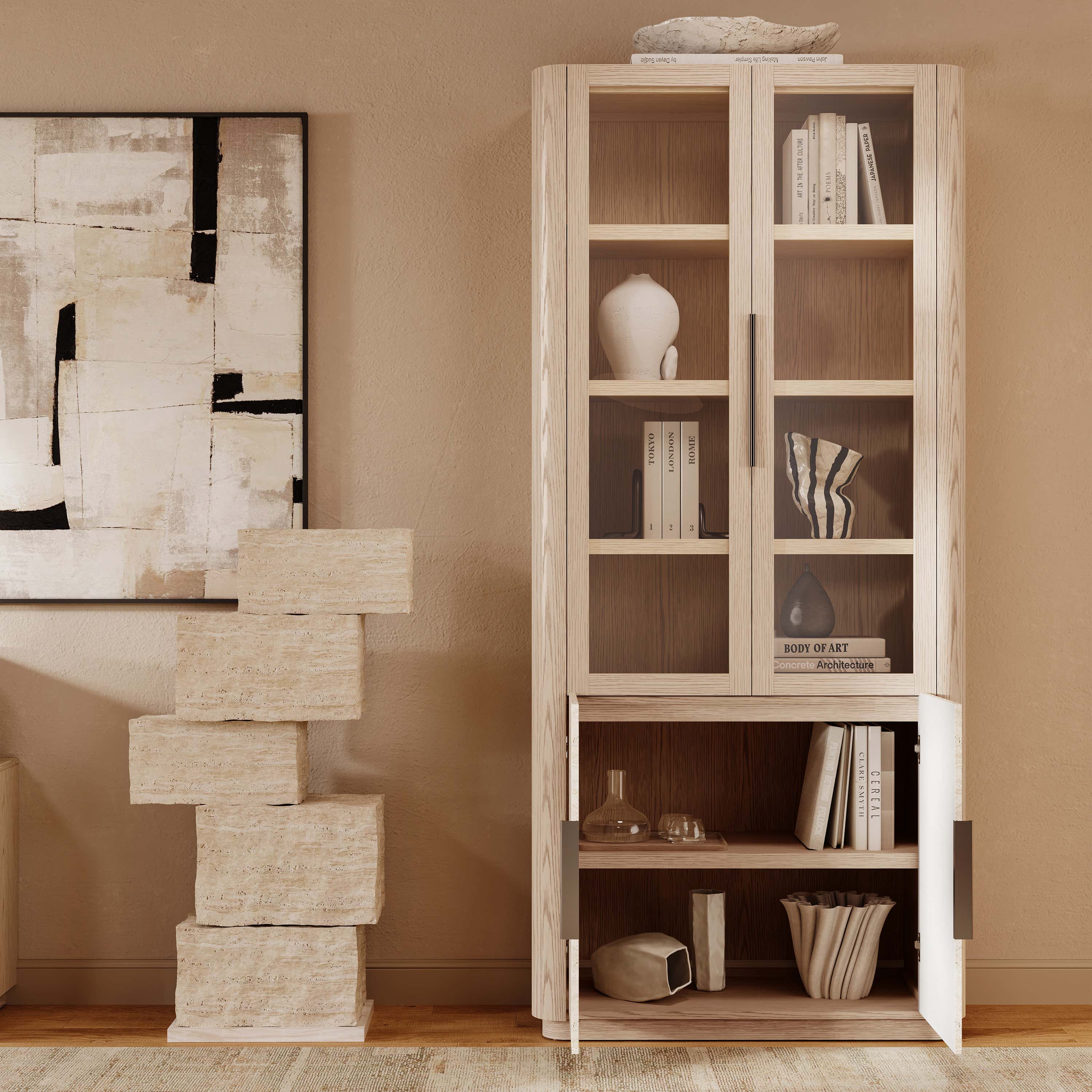 Tivoli Bookcase with Cabinet 89"H