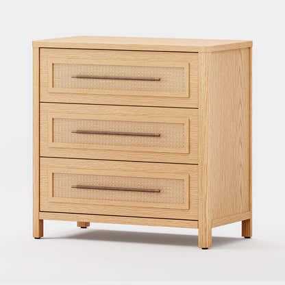 Arden Cane 32" Oak 3-Drawer Chest