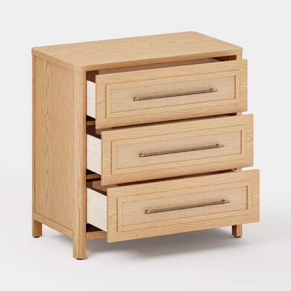 Arden Cane 32" Oak 3-Drawer Chest