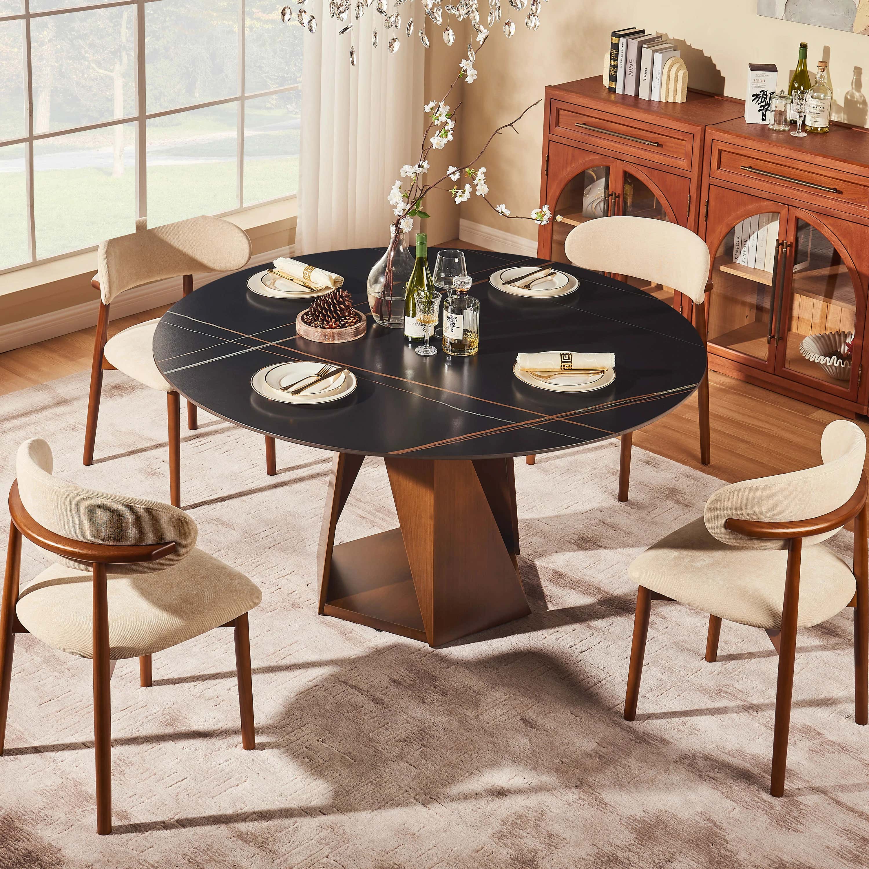 Aurelia Sintered Stone Round Dining Table 59"