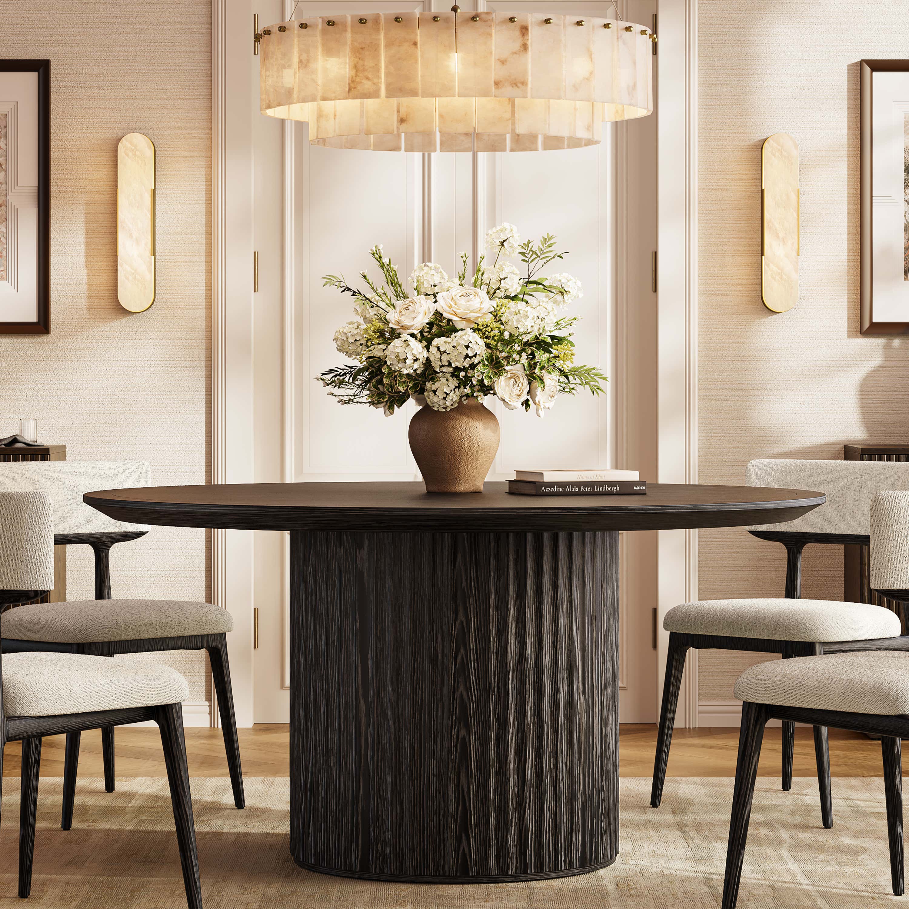 Aurelius Fluted Round Dining Table 60"W