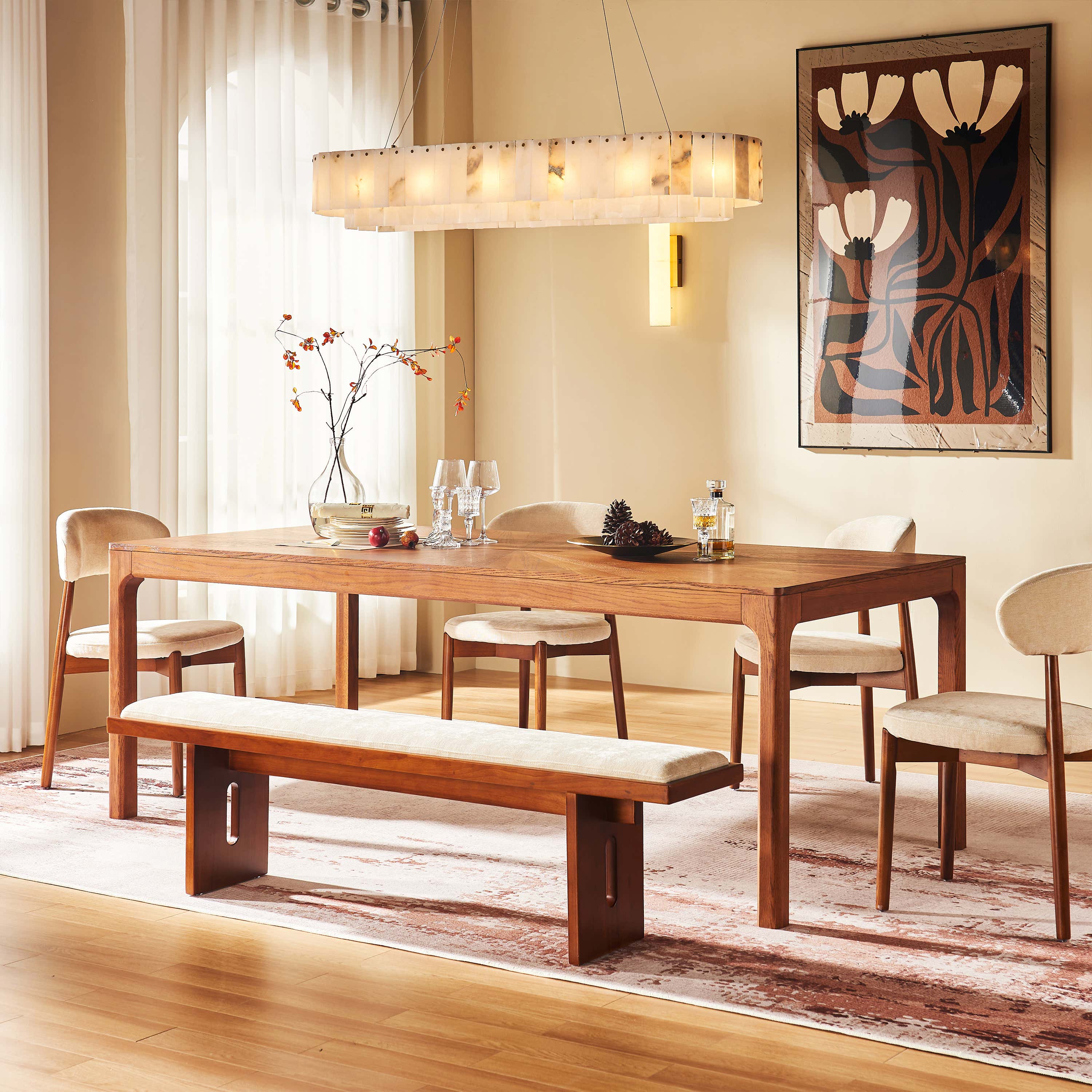 Solaris Rectangular Oak Dining Table 84"