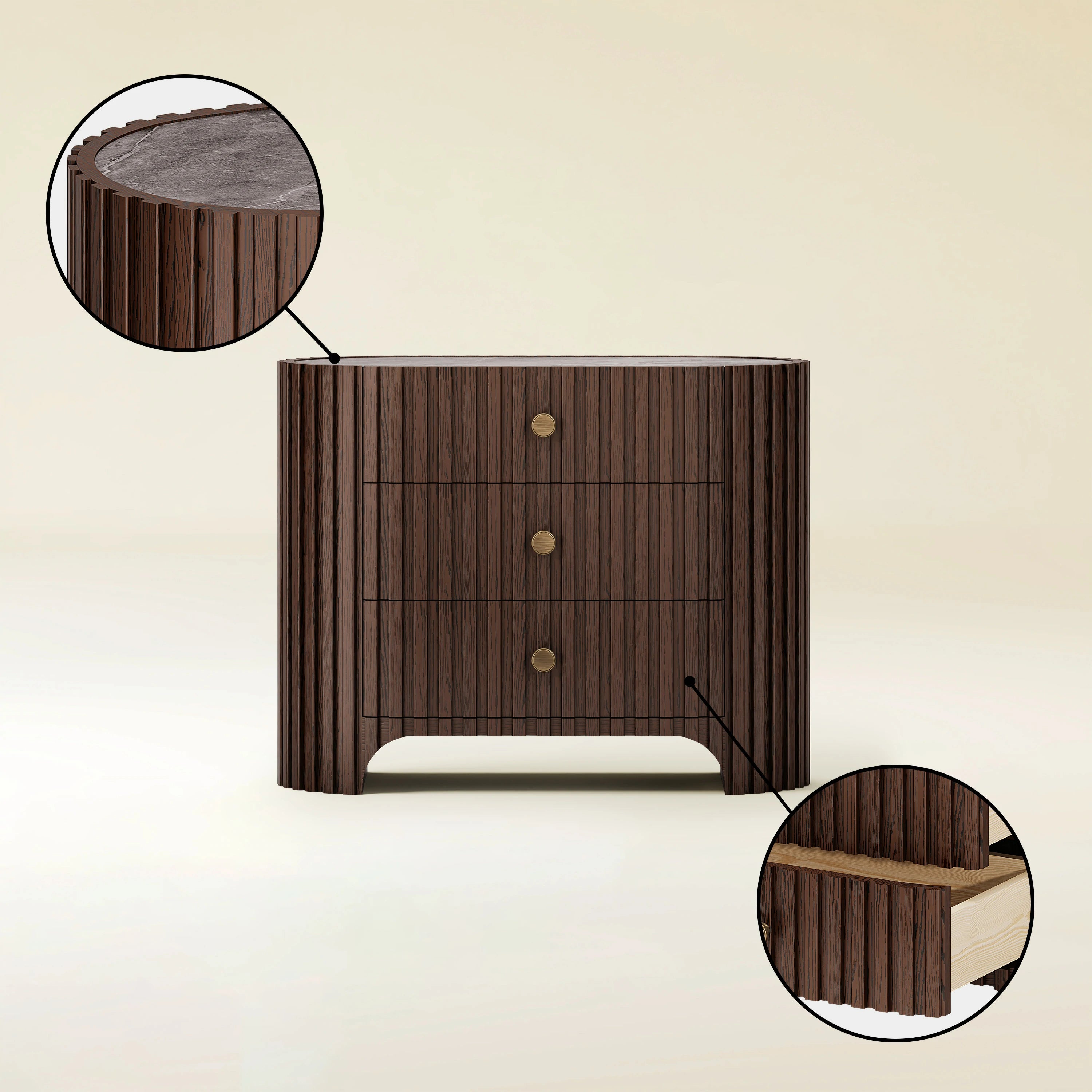 Sinclair Fluted Stone Nightstand