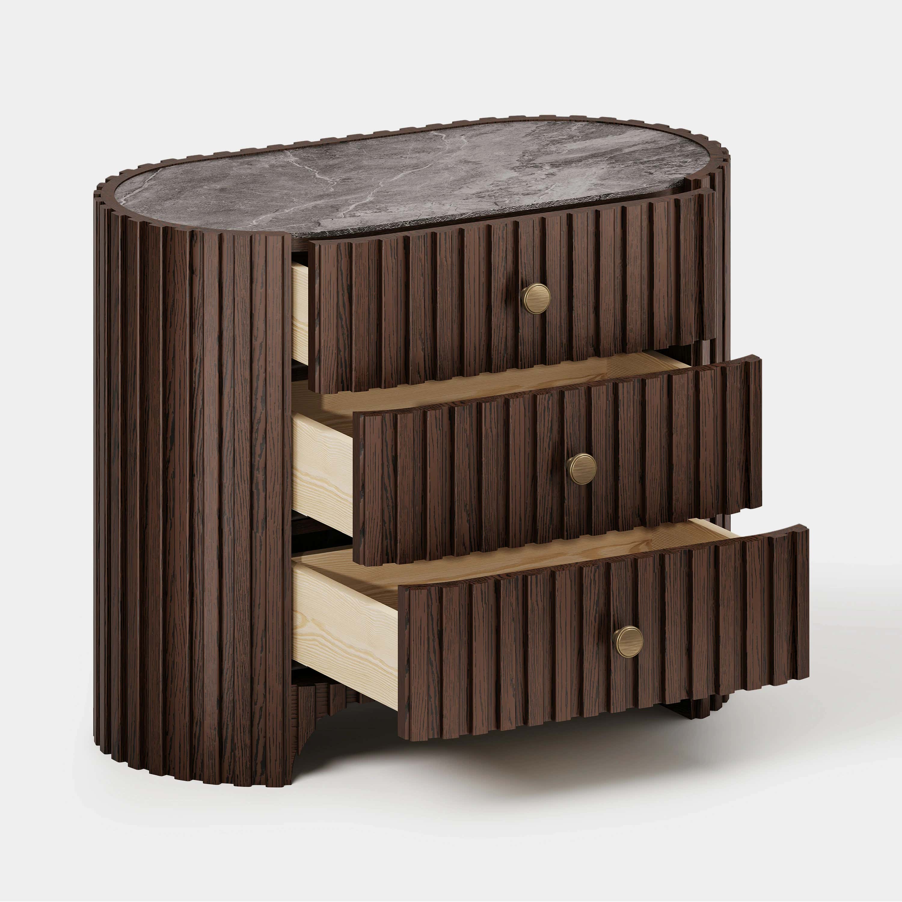 Sinclair Fluted Stone Nightstand 30"W