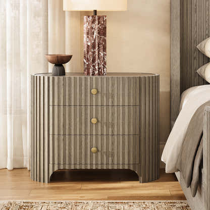Sinclair Fluted Stone Nightstand 30"W