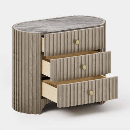 Sinclair Fluted Stone Nightstand 30"W