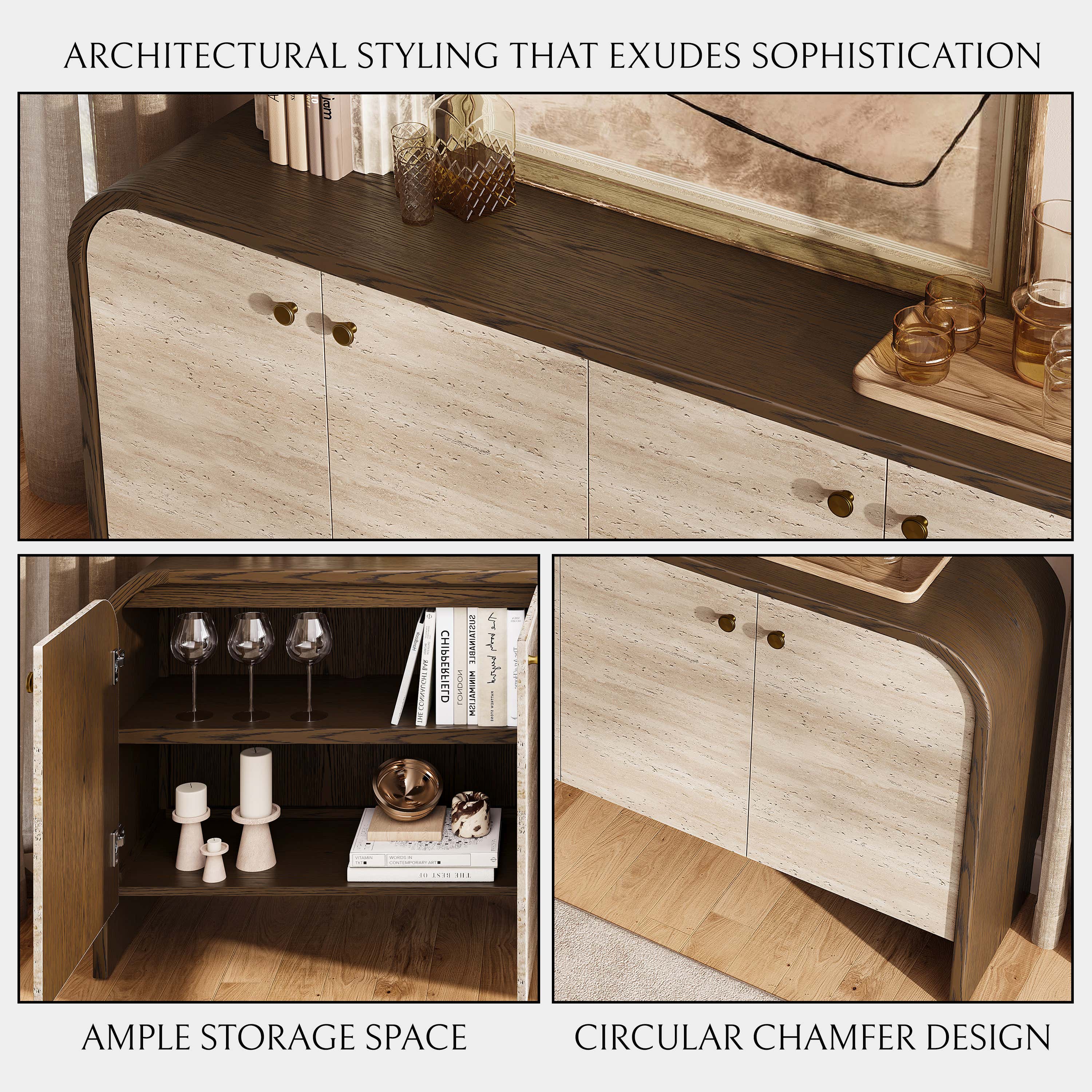 Tivoli Truffle Oak Sideboard 71"W