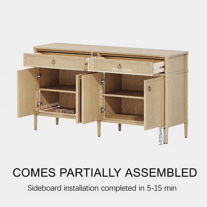 Maison Oak Finish 4-Door 2-Drawer Sideboard