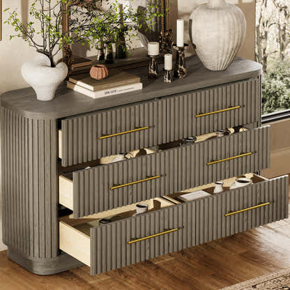 Sinclair Fluted 6-Drawer Chest 60"W