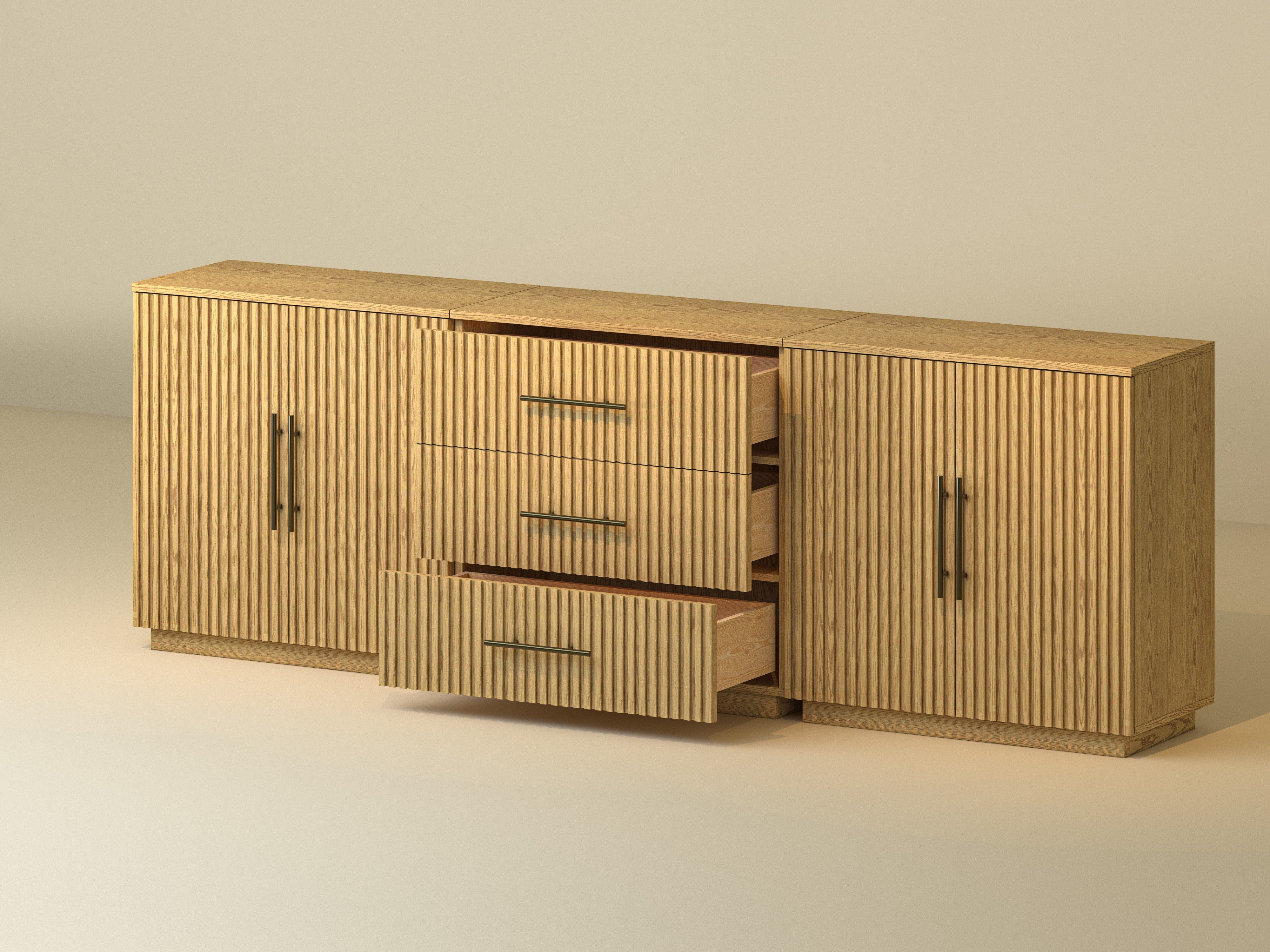 Holt Oak Modular Media Console (Set of 3)