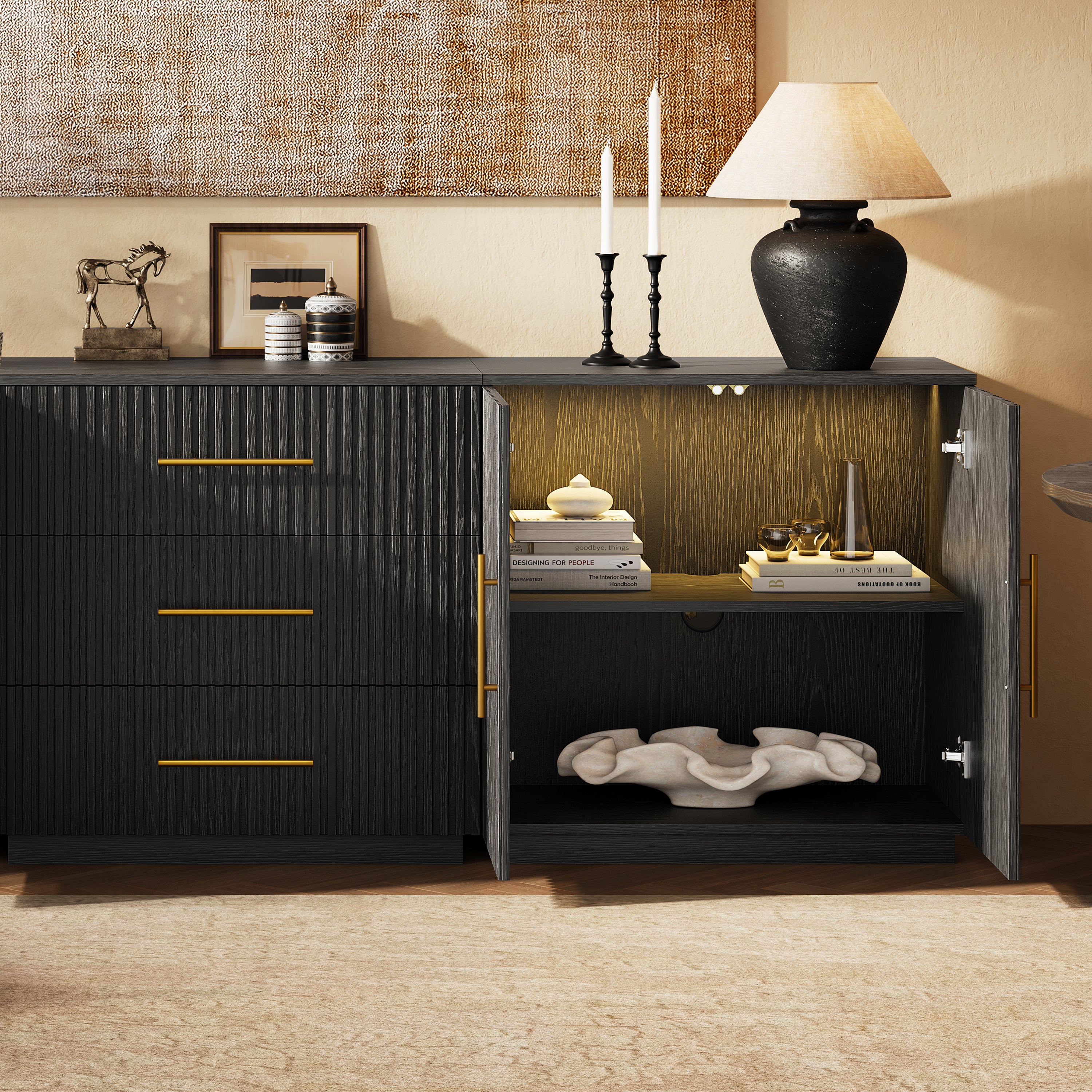 Holt Oak Modular Media Console (Set of 3)